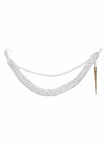 Аксельбант белый с металлизированной нитью (р/с) (1 коса, 1 наконечник)