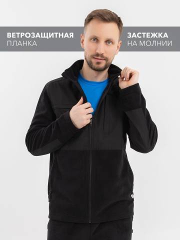 Куртка флисовая с накладками "Багул" (черный)