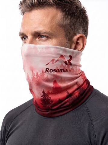Мультибандана Rosomaha (принт "Тайга", красный-белый)