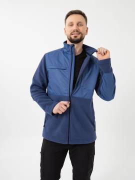 Куртка флисовая с накладками "Багул" (серо-синий)