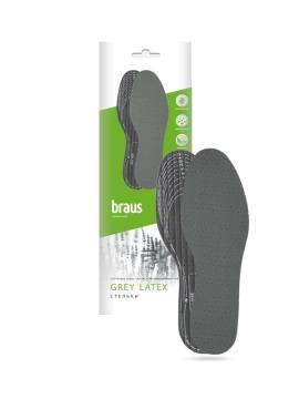 Стельки всесезонные BRAUS "GREY LATEX" (хлопковая ткань+латекс с активированным углем)