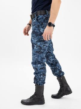 Брюки летние "Бастион" (рип-стоп смесовый, синяя "цифра")