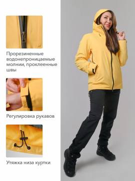 Куртка демисезонная женская 2 в 1 "Онега" (желтый/бирюзовый)