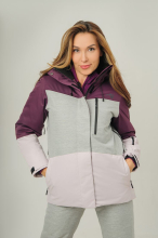 Куртка утепленная женская "Анжа" (фиолетовый/серый меланж/розовый)