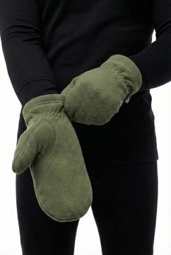 Варежки "Зима" (на флисовом подкладе, оливковый)