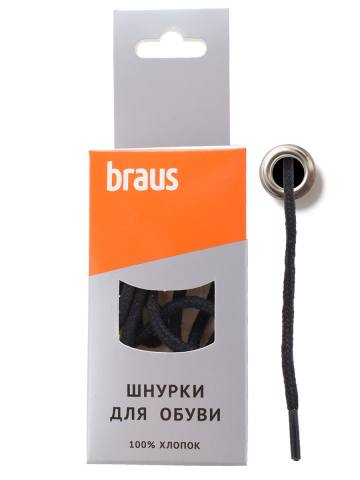 Шнурки "Braus" круглые толстые (черный) (180 см)