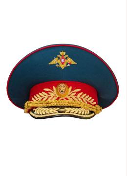 Фуражка генеральская МО парадная (морская волна, тулья 8,5 см.) 