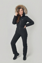 Комбинезон утепленный женский с опушкой "Елань" Н (черный)