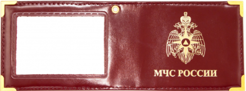 Обложка "МЧС России" с окном (кожа) бордовый