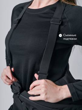 Комбинезон утепленный женский с опушкой "Елань" Н (черный)