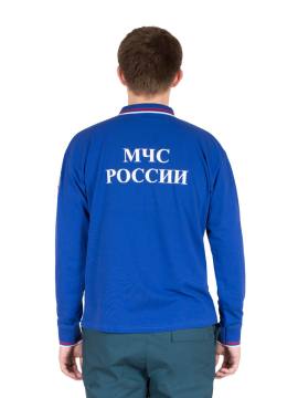 Рубашка-поло МЧС с триколором с д/р (синий)