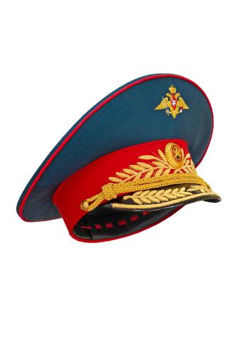 Фуражка генеральская МО парадная (морская волна, тулья 8,5 см.) 