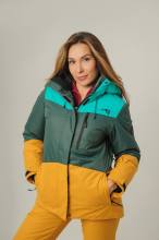 Куртка утепленная женская "Анжа" (бирюзовый/морская волна/горчица)