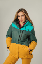 Куртка утепленная женская "Анжа" (бирюзовый/морская волна/горчица)