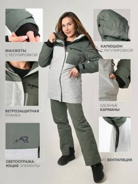 Куртка-парка утепленная женская "Ангара" (олива/серый меланж 10 000)