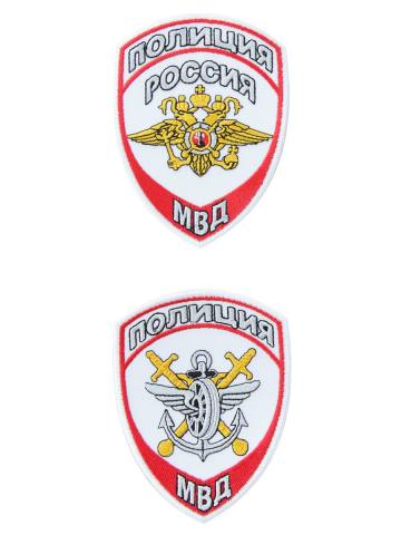 Комплект шевронов МВД Внутренних дел на транспорте - Полиция (белый) (нарук.) вышит. 100 мм