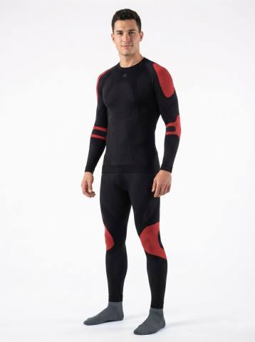 Комплект термобелья мужской бесшовный ALPINESPORTS (черно-красный)