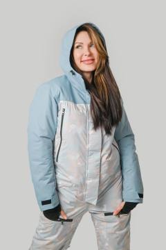 Комбинезон утепленный женский "Кухта" (бирюзовый/светлый камуфляж)