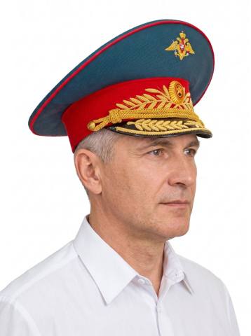 Фуражка генеральская МО парадная (морская волна, тулья 8,5 см.) 