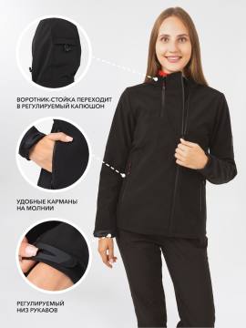 Куртка женская Softshell "Амга" (черный/серый)