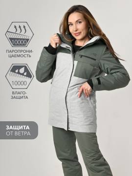 Куртка-парка утепленная женская "Ангара" (олива/серый меланж 10 000)