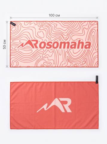 Полотенце спортивное Rosomaha 50х100 (принт "Топография", оранжевый)