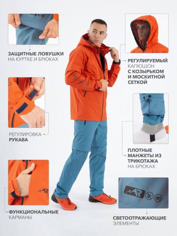 Костюм летний Softshell с пропиткой "Кедровый" на молнии (светло-синий/терракот)