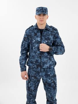 Костюм летний "Бастион" на молнии (рип-стоп смесовый, синяя "цифра")