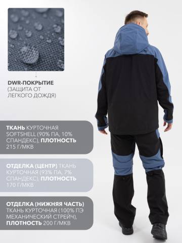 Куртка летняя Softshell "Удокан" (синий/черный)