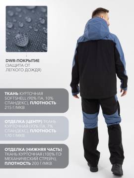 Куртка летняя Softshell "Удокан" (синий/черный)