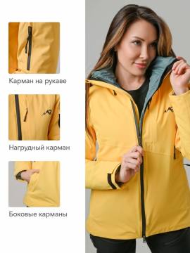 Куртка демисезонная женская 2 в 1 "Онега" (желтый/бирюзовый)