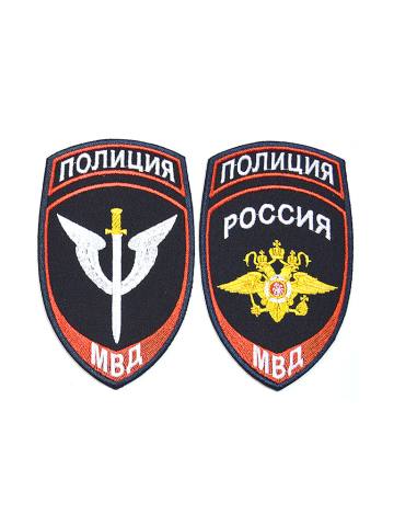 Комплект шевронов МВД Спецподразделения - Полиция (темно-синий) (нарук.) вышитый