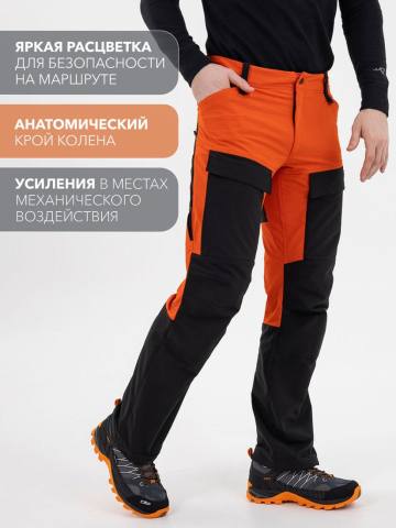 Брюки летние треккинговые Softshell "Трек-Н" (терракот/черный)