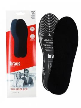 Стельки осенне-зимние BRAUS "POLAR BLACK" (утепленная флисовая ткань+латекс) 