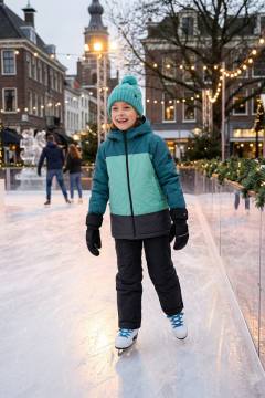 Костюм утепленный детский "Енот" Н (изумруд/бирюза/серый)