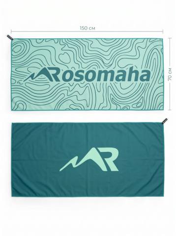 Полотенце спортивное Rosomaha 70х150 (принт "Топография", мятный)