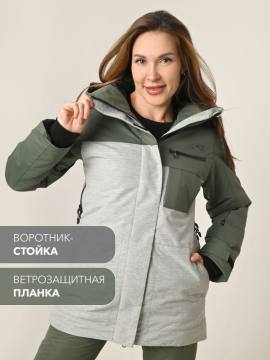 Куртка-парка утепленная женская "Ангара" (олива/серый меланж 10 000)