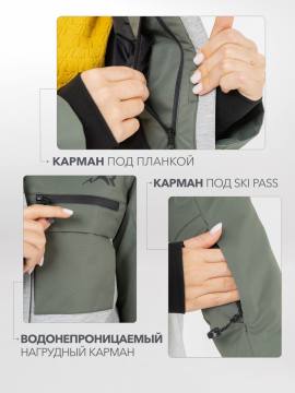 Куртка-парка утепленная женская "Ангара" (олива/серый меланж 10 000)