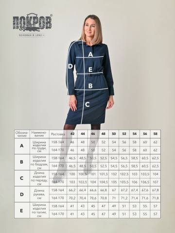 Платье с длинным рукавом для сотрудников ФСИН (серо-синий)