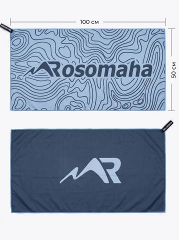 Полотенце спортивное Rosomaha 50х100 (принт "Топография", серый)