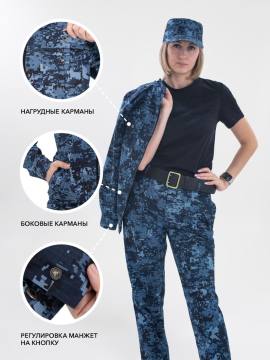 Костюм летний женский "Бастион" (меркурий, синяя "цифра")