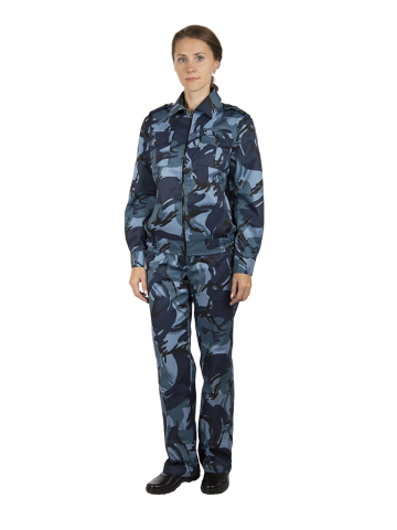 Костюм летний женский "Охрана" на молнии (синий камуфляж "кукла"), комб. шкала