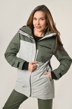 Куртка-парка утепленная женская "Ангара" (олива/серый меланж 10 000)