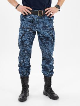 Брюки летние "Бастион" (рип-стоп смесовый, синяя "цифра")