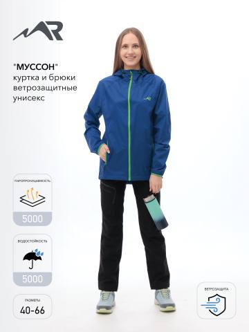 Куртка ветрозащитная унисекс "Муссон" (синий)
