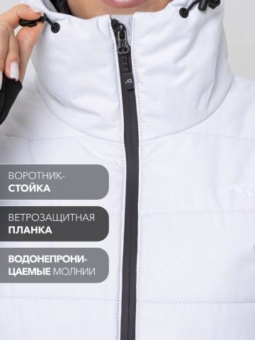 Куртка зимняя женская стеганая с поясом "Алыкель" (белый/серый) 