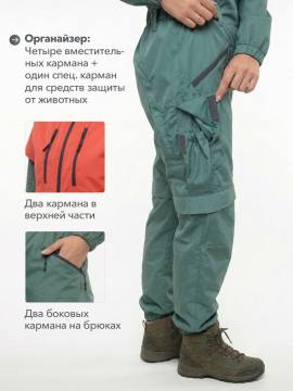 Комбинезон противоэнцефалитный женский "Кемчуг" (коралловый/серо-зеленый)