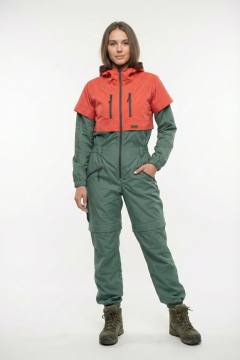 Комбинезон противоэнцефалитный женский "Кемчуг" (коралловый/серо-зеленый)